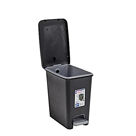 2.7 gal Black Rectangular StepOn Wastebasket