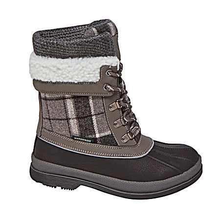 Women's Gray/Multi Buffalo Plaid Winter Boots