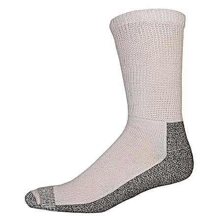 Men's Steel Toe Non-Binding White Crew Socks - 2 Pk