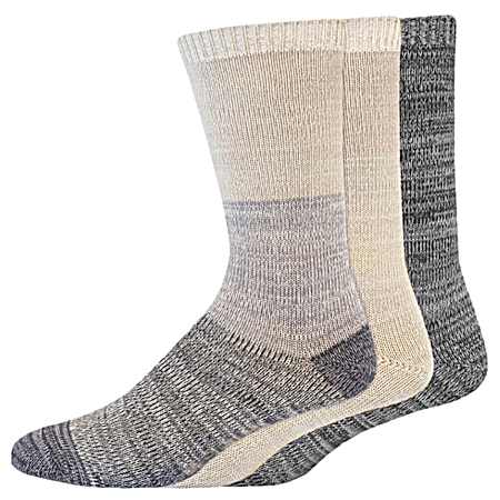 Women's Grey/Oatmeal Soft Marl Colorblock Crew Socks - 3 Pk