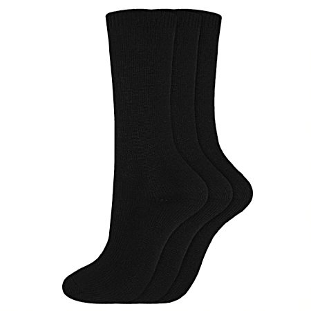 Women's Solid Black Soft Marl Crew Socks - 3 Pk