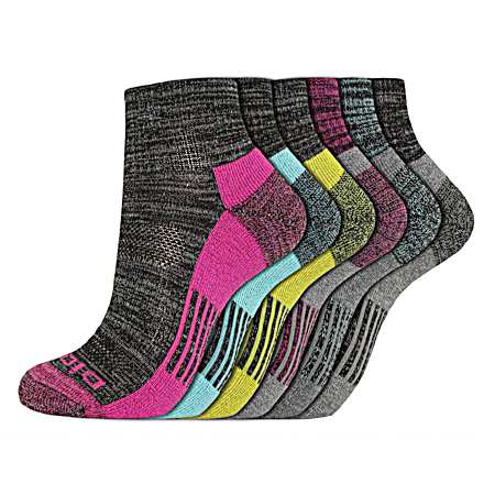 Women's Dri-Tech Black Quarter Socks - 6 Pk