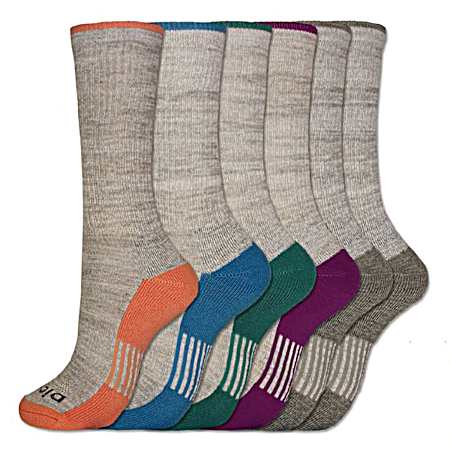 Women's Dri-Tech Light Grey Crew Socks - 6 Pk