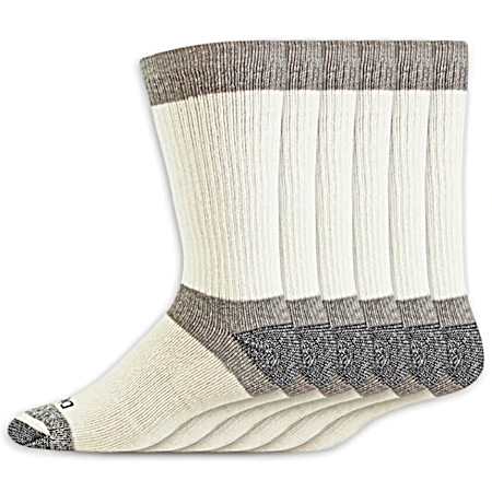 Men's Dri-Tech White Max Cushion Crew Socks  - 6 Pk