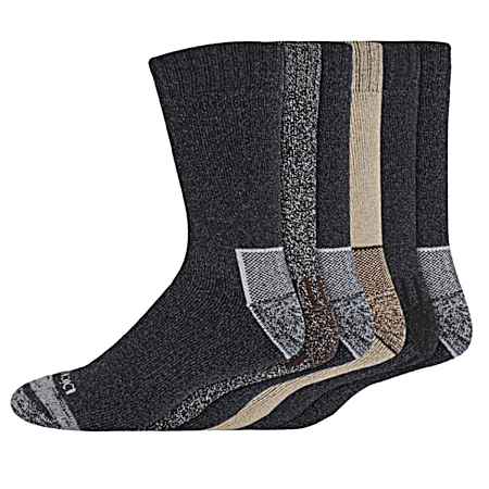 Men's Trekker Outdoor Moisture-Control Charcoal Crew Socks - 6 Pk