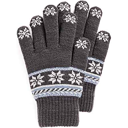 Women's Lined Knit Blue Steel Gloves