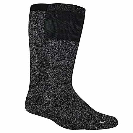 Men's Black Charcoal Brushed Thermal Crew Socks - 2 Pk