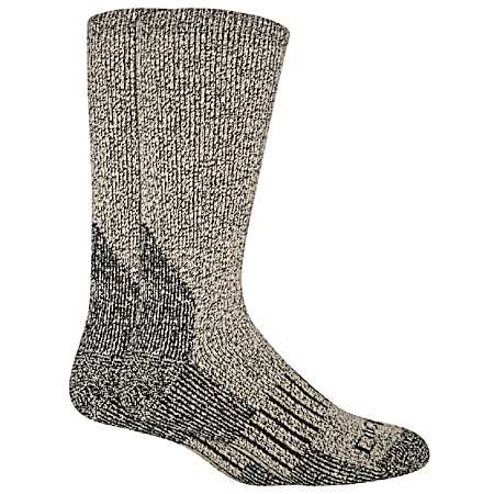 Men's Khaki Wool Blend Thermal Crew Socks - 2 Pk