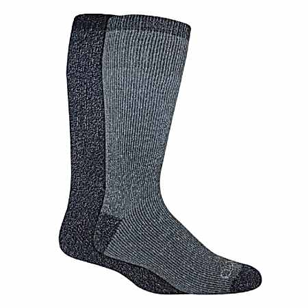 Men's Grey Charcoal Brushed Thermal Crew Socks - 2 Pk
