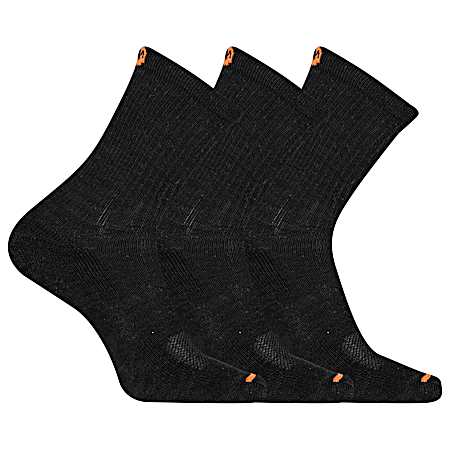 Men's Bare Access Black Midweight Cotton Crew Socks - 3 Pk