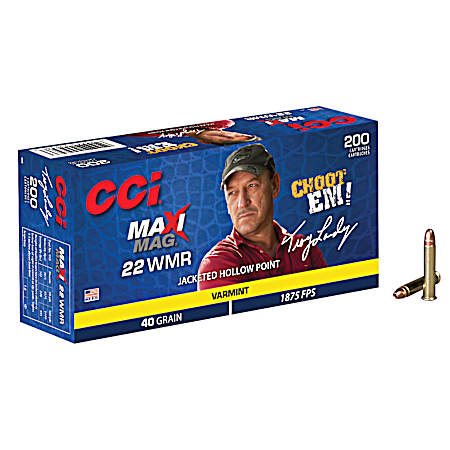 .22 WMR Maxi-Mag 40 Grain JHP Cartridges - 200 Rounds