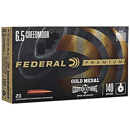 6.5 Creedmoor Gold Medal Match Centerstrike 140 Grain Centerfire Rifle Cartridges - 20 Rounds