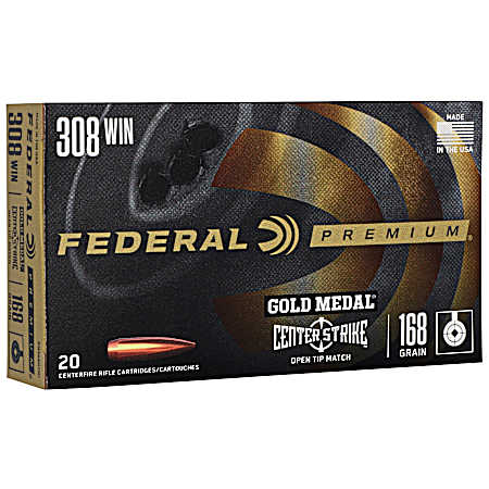 .308 Win Gold Medal Sierra MatchKing 168 Grain Centerfire Rifle Cartridges - 20 Rounds