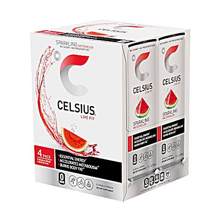 12 Oz Sparkling Watermelon Energy Drink - 4 Pk