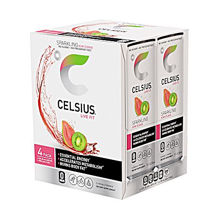 12 Oz Sparkling Kiwi Guava Energy Drink - 4 Pk