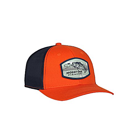 Men's Mossy Oak/Orange-Navy Fishing Bass Scout Patch Logo Cap