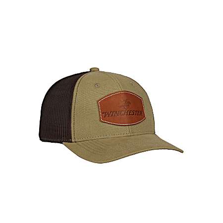 Men's Khaki/Brown Debossed Leather Cap