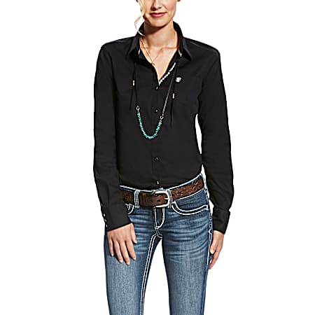 Women's Black Kirby Button Front Long Sleeve Shirt