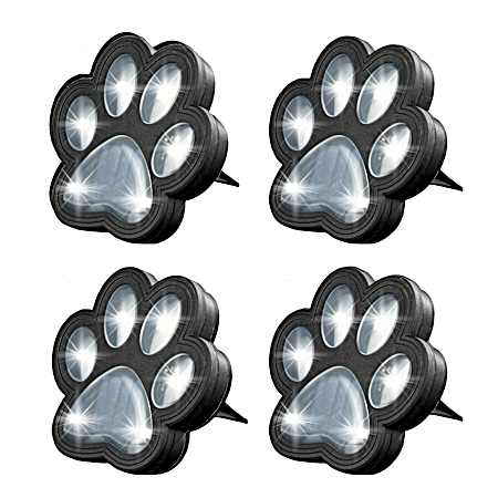 Solar Powered Paw Print Disk Lights – 4 Pk