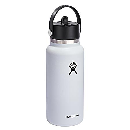 White 32 oz Wide Flex Straw Cap Flask