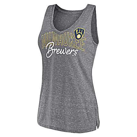 Women's Milwaukee Brewers Gray Twisted Slub Tank Top