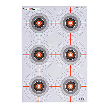 12x18 Multiple Bull’s-Eye Paper Target - 12 Pk
