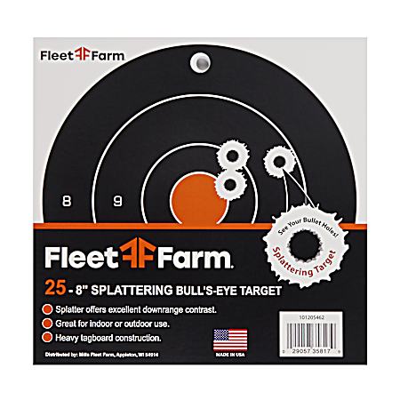 8 in Splattering Bull's-Eye Target - 25 Pk