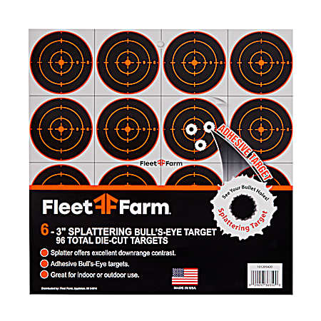 3 in Splattering Bull's-Eye Adhesive Target - 6 Pk