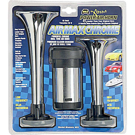 Air Max Chrome 12V Dual Tone Air Horn - 2 Pk