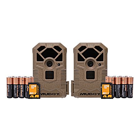 14MP Two Pack Trail Cam Combo w/Batteries and SD Cards