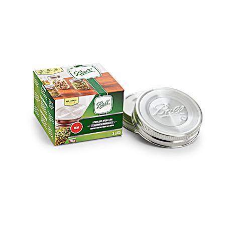 Regular Mouth Stainless Steel Lids - 3 Pk