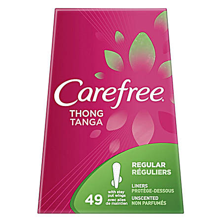 Thong Panty Liners with Wings Unscented Regular - 49 Ct