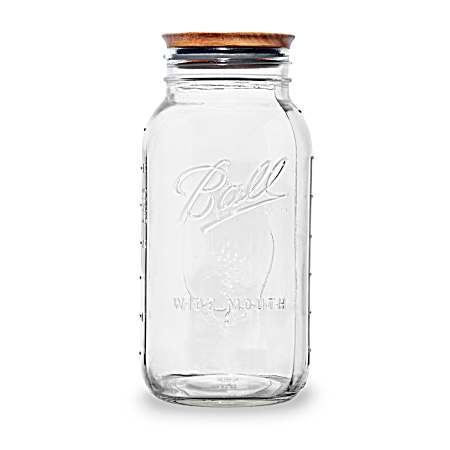 Half-Gallon Wide Mouth Wooden Lid Jar