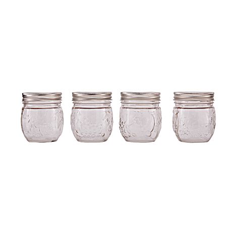 Collection Elite Design Series Half Pint Clear Regular Mouth Glass Canning Jars - 4 Pk