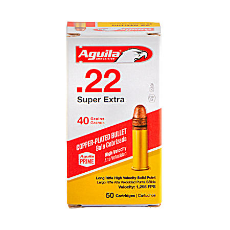 .22 LR Super Extra 40 Grain Copper Plated LR Cartridges - 50 Rounds