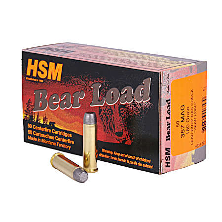 Bear Load 357 Magnum 180 Grain RNFP Handgun Ammo - 50 Rounds