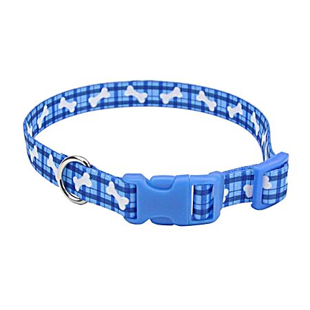 Styles Plaid Bones Adjustable Nylon Pet Collar