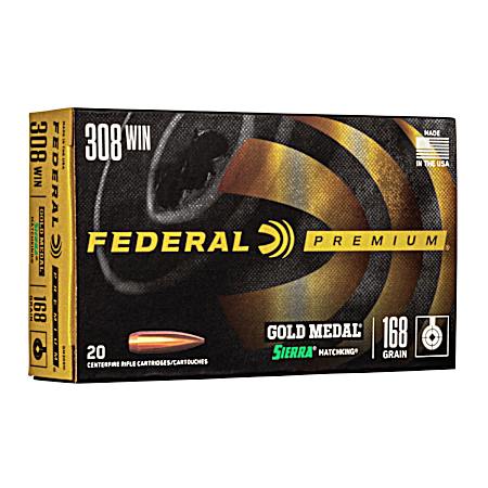 .308 Winchester Gold Medal Matchking 168 Grain Cartridges - 20 Rounds