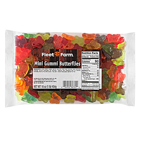 16 oz Mini Gummi Butterflies Chewy Candy