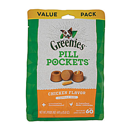 Pill Pockets Capsule Size Chicken Flavor Dog Treats 15.8 oz