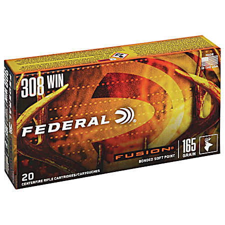 .308 Winchester Short Mag Fusion 165 Grain Centerfire Rifle Cartridges - 20 Rounds