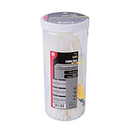 650 Pk. Assorted Color Cable Ties