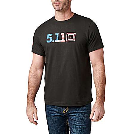 Men's Black Tactical Legacy USA Filled Flag Short Sleeve Shirt