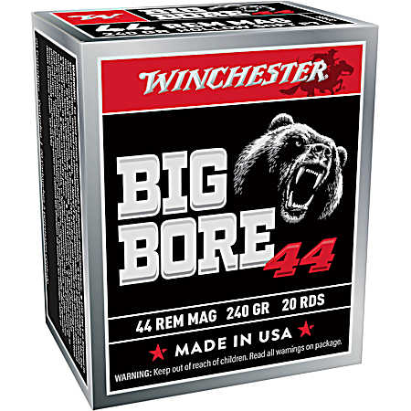 44 Rem Mag Big Bore 240gr Cartridges - 20-Rounds