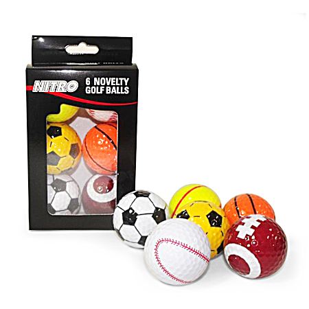Golf Ball Sport Novelty - 6 Pk