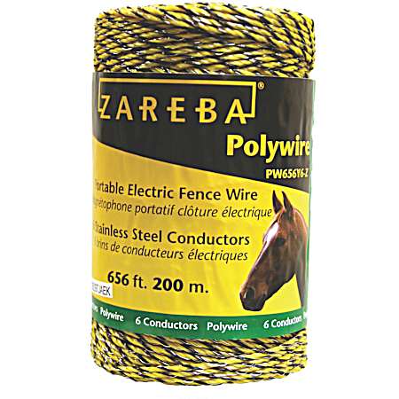 656 ft Black/Yellow Electric Fence Polywire