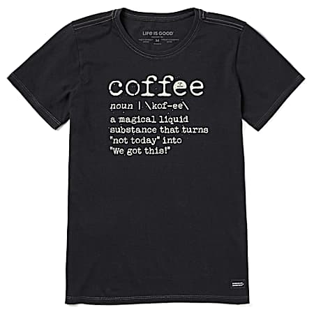 Women's Jet Black Coffee Defined Short Sleeve Shirt