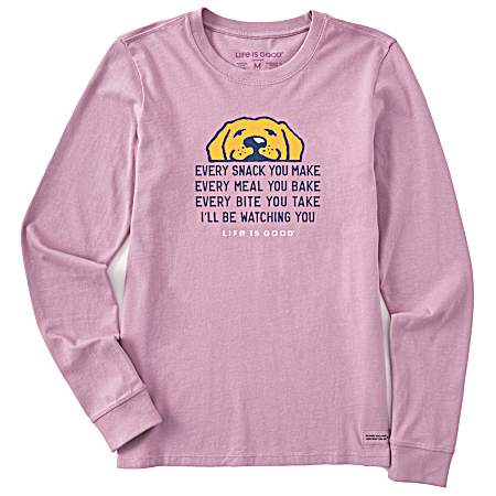Women's Violet Purple I'll Be Watching You Dog Long Sleeve Shirt