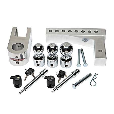 Aluma-Tow 8 in Drop Adjustable Hitch Mount W/ Carrying Case, 2 in Receiver