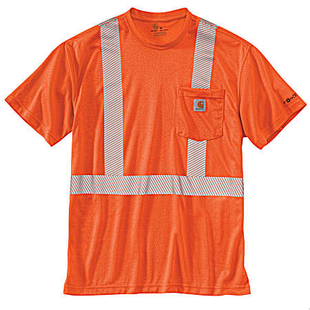 Men's Force Brite Orange Class 2 High-Visibility Short Sleeve Pocket Shirt